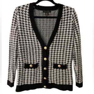 TAHARI Houndstooth Cardigan XS